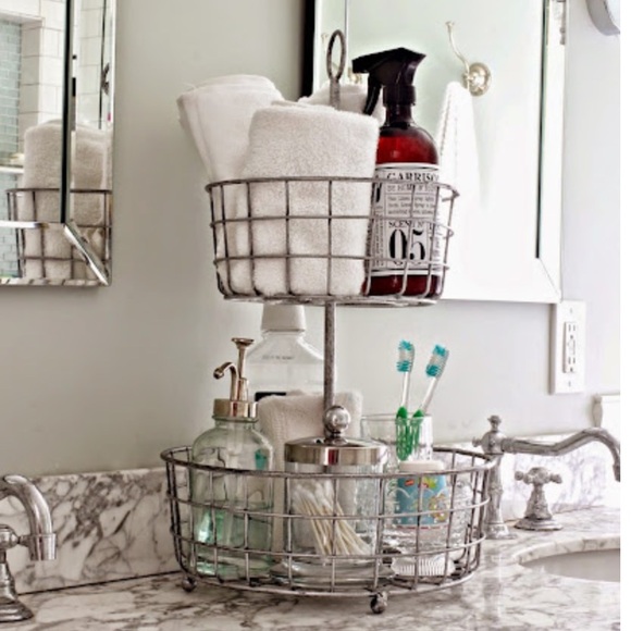 Vintage Two Tier Metal Display Baskets Stand - Picture 11 of 14